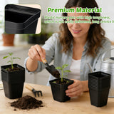 NNG 2.6 inch 100 Pcs Black Square Nursery Pots with 5 Pcs Plastic Seed Starting Trays,Plant Propagation Starter Kit Square Seed Starting Pots with Drain Holes