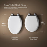 KOHLER 4636-RL-0 Cachet ReadyLatch Elongated Slow Close Toilet Seat Quiet Lid, Contoured Grip-Tight Bumpers Installation Hardware, Apartment Essentials, White