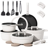 CAROTE 22pcs Pots and Pans Set Non Stick, Detachable Handle Cookware Set White, RV Cooking Set, Dishwasher/Oven/Fridge Safe, Pot and Pan Set, Induction Cookware