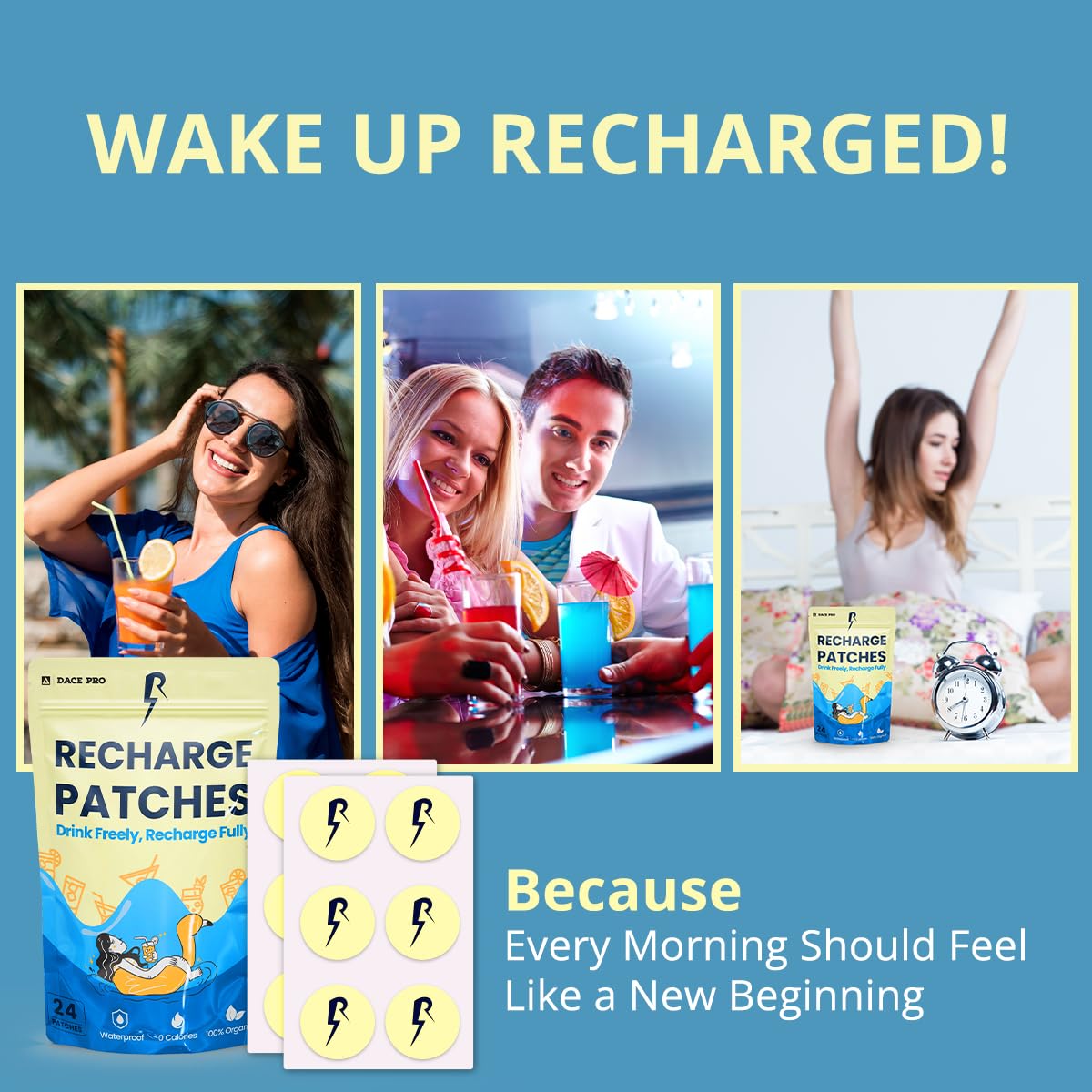 The Recharge Patch 24-Pack: Recovery Patches Cruise Essentials 2025 Women Festival Essentials Travel Essentials Cruise Ship Accessories Travel Size Toiletries Rebound Patches Must Haves for Energy
