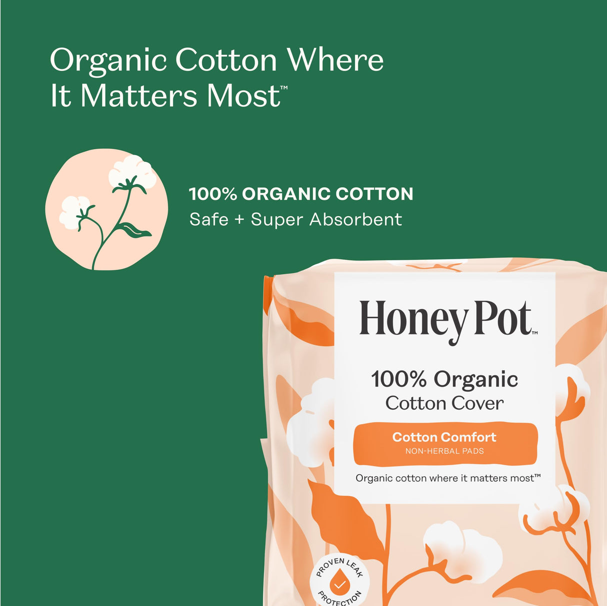 The Honey Pot Company - 48ct - Sanitary Pads for Women - Non-Herbal Overnight w/Wings - Organic Cotton Cover & Ultra-Absorbent Pulp Core - Feminine Care - FSA & HSA Eligible