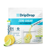 DripDrop Sugar Free Hydration Packets - Zero Lemon Lime - Single Serve Electrolytes Powder Drink Mix - Non-GMO, Gluten Free, Vegan - 32 Sticks