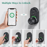 Keypad Smart Door Lock with Knob, Yamiry Keyless Entry Digital Lock with Handle, Fingerprint Electronic Knob for Front Door