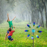 VEWOSTAR Metal Wind Spinners Outdoor 10” Dia Wind Spinners for Yard and Garden Kinetic Windmill Waterproof Wind Sculptures & Spinners for Patio Lawn Decor(37.8” H)