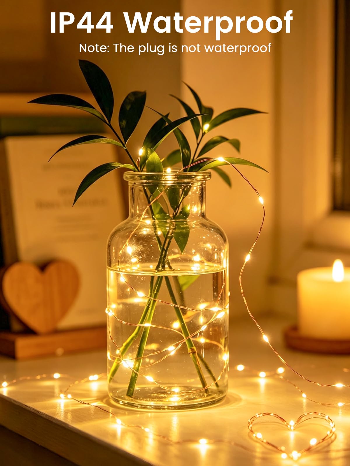 2 Pack Fairy Lights Plug in 99FT 300 LED Christmas String lights Warm White