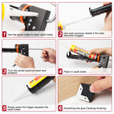 Caulk Gun Kit, Smooth Silicone Caulking Gun and Caulk Remover Tool, Sealant Finishing Tool Grout Scraper for Kitchen Bathroom Window Sink Joint, All in One with Gift Box
