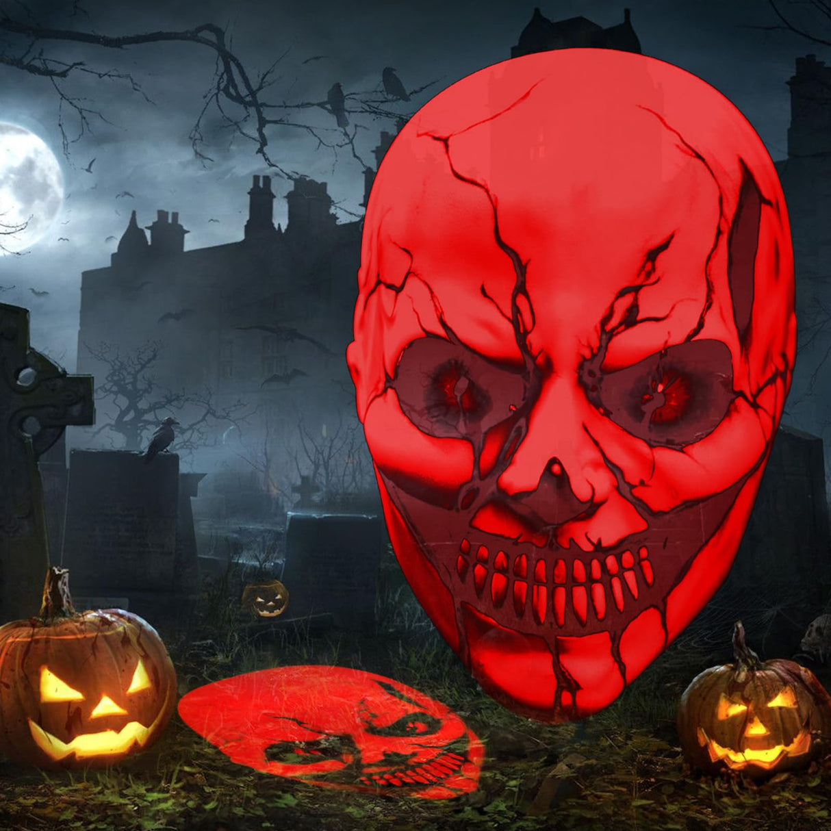 12 in 1 Halloween Christmas Projector Outdoor,3D Dynamic Halloween Decorations,Clearer Ghost/Spider/Bat/Skull/Witch/Nativity/HD Patterns,Waterproof for Window Wall Cemetery Christmas Decor