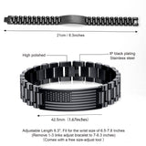 P.BLAKE Straps Watch Band Link Bracelet for Men, Stainless Steel Engraved American Flag Bible Verse Lord’s Prayer Christian Easter Anniversary Jewelry Gift for Dad Son Husband Boyfriend Him
