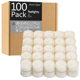Tealight Candles, Giant 100,200,300 Bulk Packs, 4-4.5 Hrs White Unscented European Smokeless Clear Cup Tea Lights for Shabbat, Weddings, Christmas, Home Decorative- 100 Pack