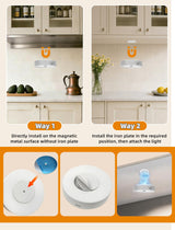 Under Cabinet Lighting, LED Puck Lights with Remote, Rechargeable Motion Sensor Lights Indoor, Dimmable Stick On Lights 3 Color Temps & 12 RGB Under Counter Lights for Kitchen, Closet White 6 Pack
