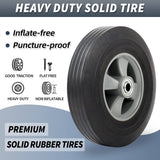 GICOOL 10" x 2.5" Flat-Free Solid Rubber Tire and Wheel 5/8" Axle Bore Hole, 2 1/4" Offset Hub, Replacement 4.10/3.50-4" for Hand Truck Dolly Trolley Garden Wagon Cart Generator, 2 Pack