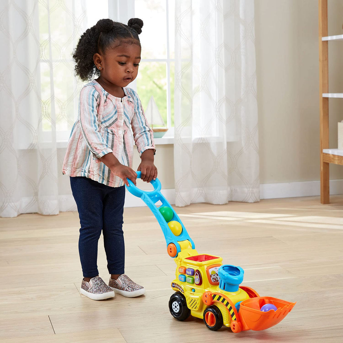 VTech Pop-a-Balls Push and Pop Bulldozer, Yellow