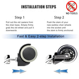 Office Chair Caster Wheels - 3" Rollerblade Replacement Rubber Chair Casters - Set of 5, Best Protection for Hardwood Floors and Carpet No More Chair Mat Needed - Universal Fit, Smooth & Silent