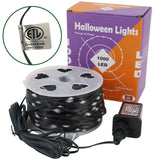 WATERGLIDE Extra Long 328FT Halloween Lights, 1000 LED Outdoor Fairy String Lights, Green PVC Copper Wire Christmas Light, Plug in 8 Modes & Waterproof for Tree Party Home Yard Decor, Orange&Purple