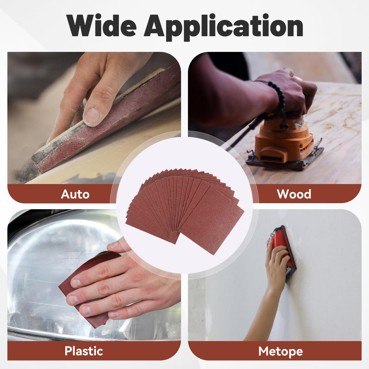 BAOSTC 1/4 Sandpaper Sheet,4-1/2"*5-1/2" Assorted 60-80-120,50PACK