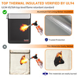 DocSafe Fireproof Document Bag (5200℉) with Fireproof Organizer Travel Case,Heat Insulated Fire＆Water Resistant 8 Layers Safe Money Bag Storage for Important Documents,Cash,Power Bank,Valuables,Black
