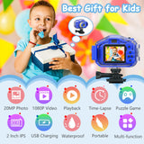 Agoigo Kids Waterproof Camera - Children Underwater HD Video Digital Camcorder, Portable Travel Toy for Toddler - Ideal Christmas Birthday Gifts for Boys Girls Age 3-12 with 32GB Card (Dark Blue)