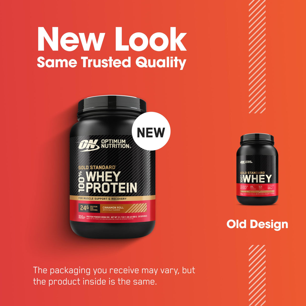 Optimum Nutrition New Flavor Gold Standard 100% Whey Protein Powder, Cinnamon Roll, 2 Pound (Pack of 1) (Packaging May Vary)