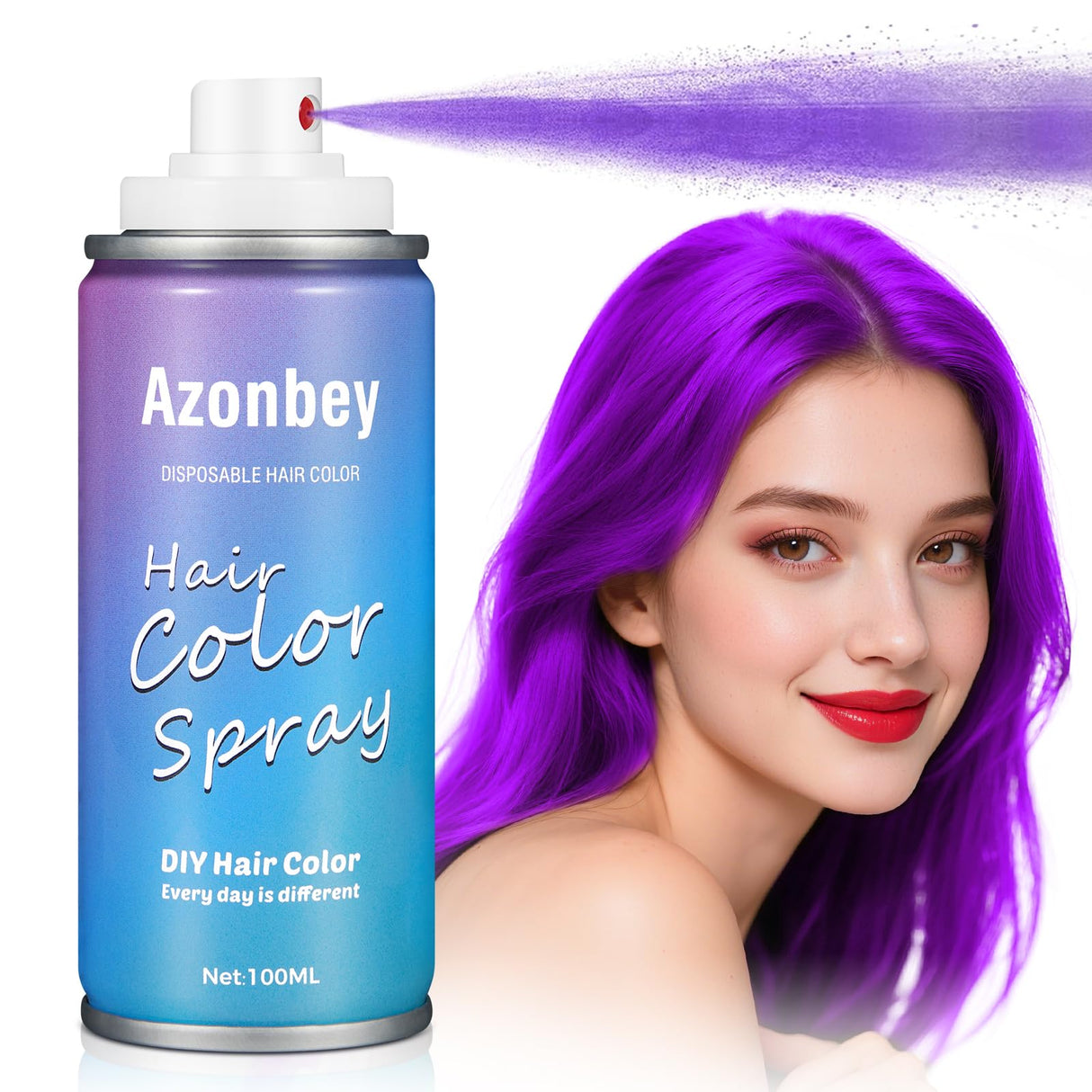 Temporary Hair Color Spray for Kids Women Men, Non-Sticky Root Touch Up Hair Color Dye, Non-Damaging Hair Dye HairSpray,Instant Vivid Colored Hair Spray for Halloween,Party,Cosplay,Christmas (Purple)