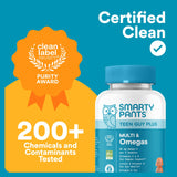 SmartyPants Teen Guy Multivitamin Gummies - Improved Formula: Omega 3 (DHA/EPA), Vitamin D3, C, Vitamin B12, B6, A, K & Zinc, Folate, Gluten Free, Fruit Flavor, 60 Count (30 Day Supply)
