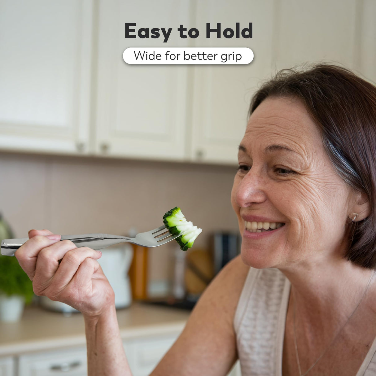 BUNMO Utensils for Elderly, Arthritis, Weak Hand Grip & Handicapped - Convenient Travel Pouch - for Tremors and Parkinsons Patients - Stainless Steel - Eat Independently - Weighted 4 Piece Set