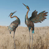 Oritty Crane Statues for Garden Decor, Metal Crane Yard Art Statues, Standing Heron Garden Sculptures & Statues for Outdoor Decorations, 38-42 Inch Set of 2, Copper