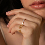 Gelbesty Size 4 Gold Pinky Rings for Women, Non Tarnish 14K Gold Plated Rings for Wedding Engagement, Stackable Thin CZ Bands Set Comfort Fit 4Pcs