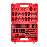 VEVOR Impact Socket Set 3/8" Drive, 67 PCS, CR-MO Swivel Sockets, SAE 5/16"-3/4" & Metric 8-19mm, 6 Point Shallow & Deep, Ratchet Handle, Extension Bars, Adapters, Universal Joint
