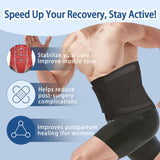 Abdominal Binder for Post Surgery & Postpartum Recovery, Abdomen Hernia Support Belt for Women & Men (Black, Large)