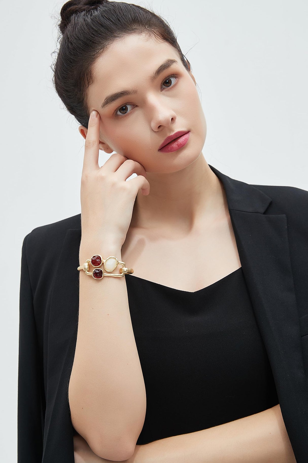 joymiao Gold Bracelet for Women Trendy Chunky Thick Gold Bangles Bracelet