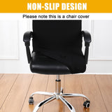 Smiry Stretch Printed Office Computer Chair Covers, Universal Desk Rotating Chair Slipcovers Removable Washable, Soft Fit Anti-Dust Spandex Protector Cover with Zipper, Black