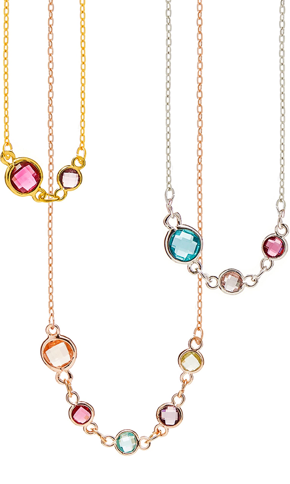 Family Birthstone Necklace for Women, Mom Birthstone Necklace 1 to 6 Stones