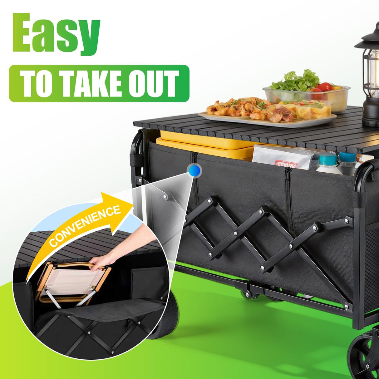 500LBS Large Collapsible Folding Wagon Carts Heavy Duty with Table & Brakes