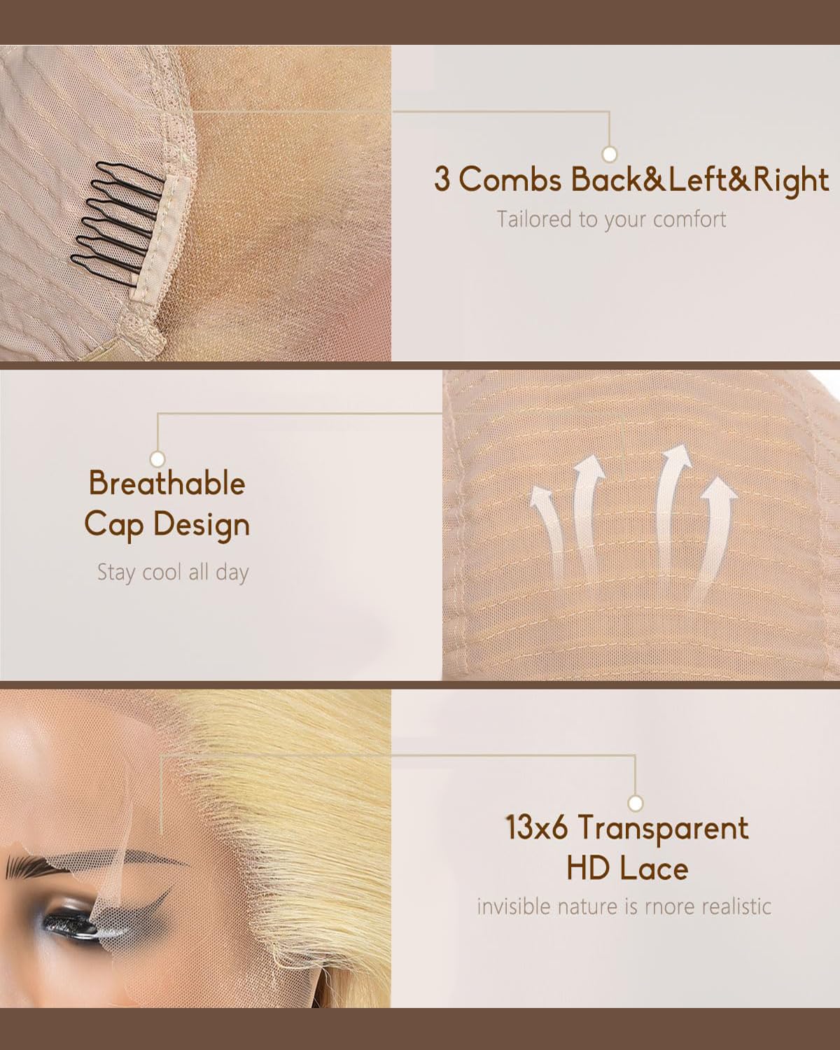 HUG MEET 30 Inch 613 13x6 Lace Front Wig Human Hair 200 Density 613 Lace Front Wig Human Hair Body Wave Blonde Wig Pre Plucked With Baby Hair(30 Inch)