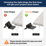Ravinte 60 Pack (30 Pairs) 1/2" Overlay (Variable) Cabinet Hinges, Self-Closing Semi-Concealed Face Mount, Matte Black Decorative Hardware with Door Bumpers for Kitchen & Cupboard Doors