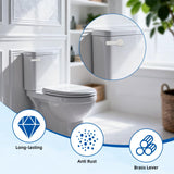 Hibbent Universal Front Mount Metal Toilet Handle Replacement Kit, Brass Toilet Tank Flush Lever with Stainless Steel Adjustable Flapper Chains for Most Toilets, White