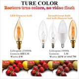 LiteHistory Dimmable 4W 2200K Amber CA10 led Bulb E12 Candelabra led 250lm, Warm White, 40W Flame tip 6Pack