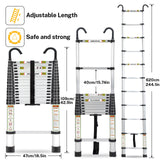 RIKADE Telescoping Ladder, 20.3 FT Aluminum Lightweight Collapsible Ladder with Detachable Top Hooks, 330 lbs Max Load, Extension Ladder for RV, Roof and Construction, Aluminum