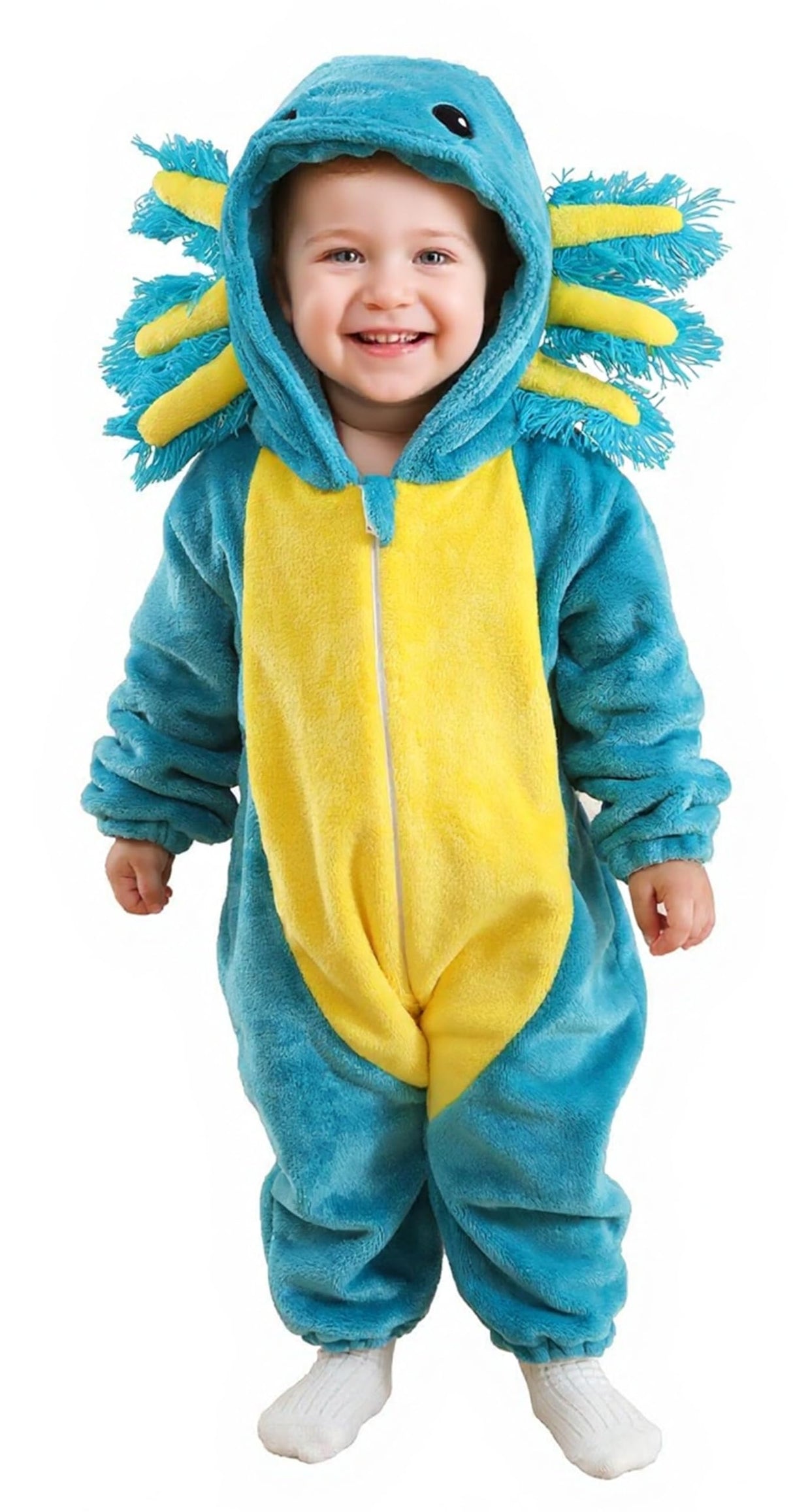 CuteOn Axolotl Toddler Halloween Costume Onesie Cosplay Romper Christmas Infants Baby Costume Blue 2-3 Years