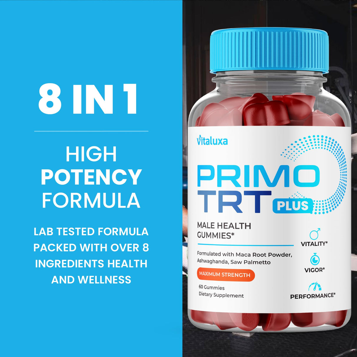(3 Pack) Primo TRT Gummies, Primo TRT Advanced Performance Blend Supplement, PrimoTRT Try Prime Gomitas Maximum Strength for Males Support for Overall Health Wellness All Natural Ingredients (180 Ct)
