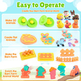 Farm Animals Color Dough Toys for Kids Ages 2-4-8, Big Red Barn Farm Playset with Animal Figures Clay Dough Modeling Tools, Art Crafts Toddler Learning Toy, Ideal Christmas Birthday Gifts