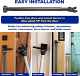 BRINKS Door Security Bar - Adjustable Brinks Door Security Bar for Travel, School, Dorm and Home - Door Jammer for Hinged Doors and Sliding Door Security – Black