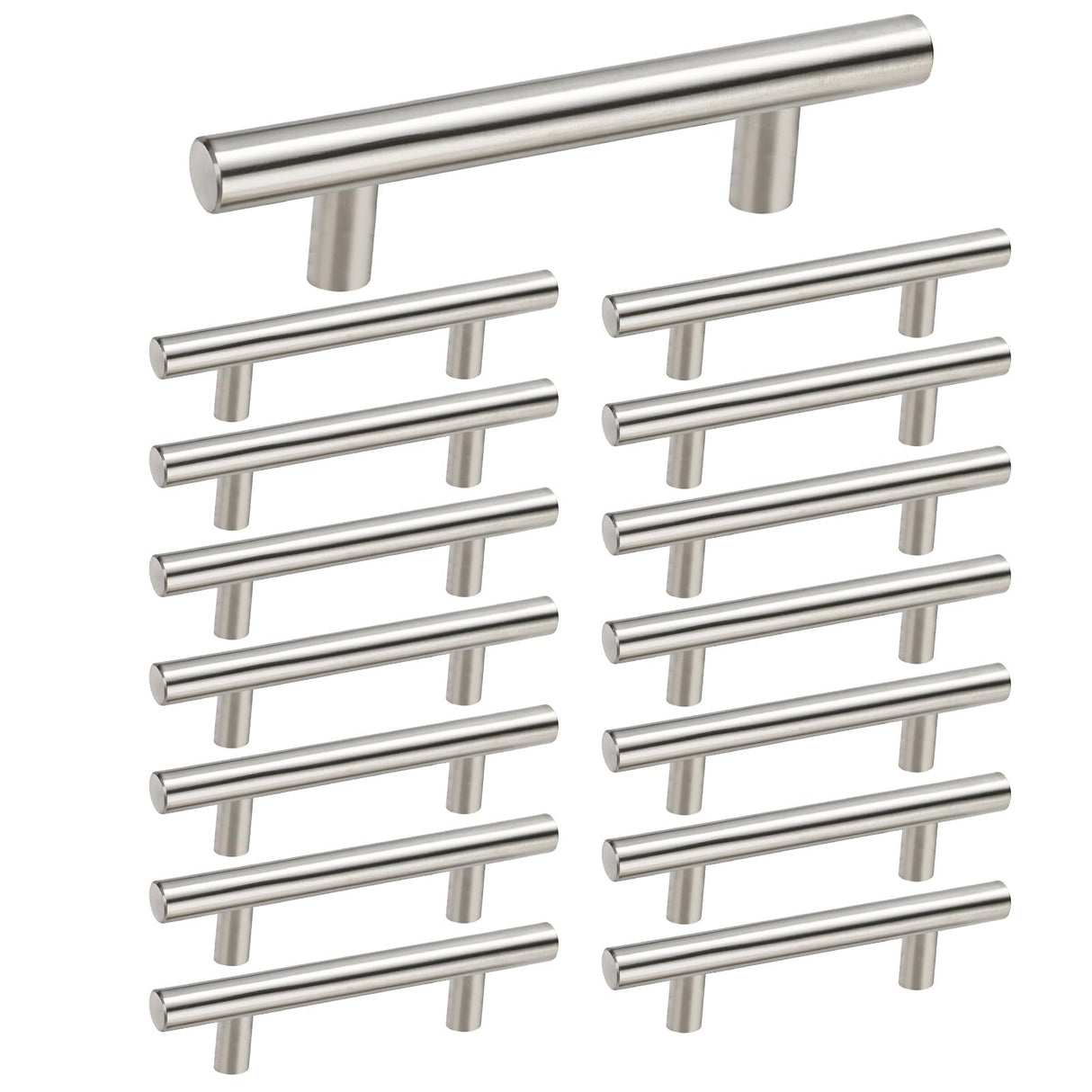 homdiy 15 Pack Brushed Nickel Cabinet Pulls 3 Inch Handles Stainless Steel Cabinet Hardware for Kitchen and Bathroom Cabinets, 5 Inch Overall Drawer Pull