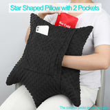 D. Cozy Star Shaped Hysterectomy Pillow with 2 Pockets for Abdominal Surgery Hysterectomy Recovery Must Haves Products Gifts Tummy Pillow with Hands Placement Pouch Minky Dot Black
