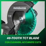 Metabo HPT 10-Inch Compound Miter Saw, 15-Amp Power Saw with Large 10-Inch Table, Precision Miter Angles, Single Bevel 0-45°, 24T TCT Blade, Positive Stops, Lightweight Design, C10FCGS