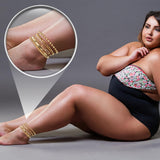 Poxtex Extra Large Anklets for Women Large Ankle, 14K Real Gold Dainty Anklets for Women Waterproof, 10"+2" Adjustable Large Ankle Bracelets for Women Plus Size, Ankle Bracelets for Women Trendy,