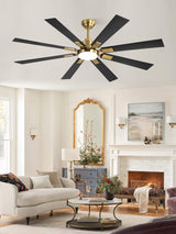 ZMISHIBO 80 Inch Black and Gold Ceiling Fans with Lights and Remote, Indoor/Outdoor Ceiling Fan for Patio Living Room, 6 Speed Reversible Quiet DC Motor, 3 CCT, Dual Finish Blades