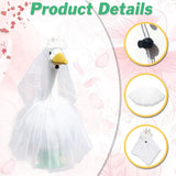 Earssa Porch Goose Outfit for 23" 17" Bride Goose Costume Wedding Dress with Tiara& Tutu Skirt Princess Clothes Statue for Outdoor Garden & Wedding Events