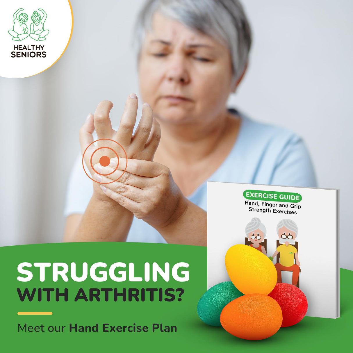Squeeze Balls for Hand Therapy - Set of 4-Hand Exercise Balls for Arthritis & Carpal Tunnel - Strengthens Wrist & Fingers - Premium Stress Ball for Adults Therapy with a Complete Guide Book