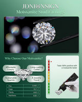 Moissanite Halo Earrings Stud, 925 Silver Stud Earring for Women Men